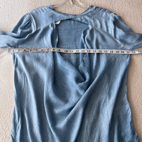 NWT California Moon Rise Blue Drape Back Blouse M - Picture 13 of 15